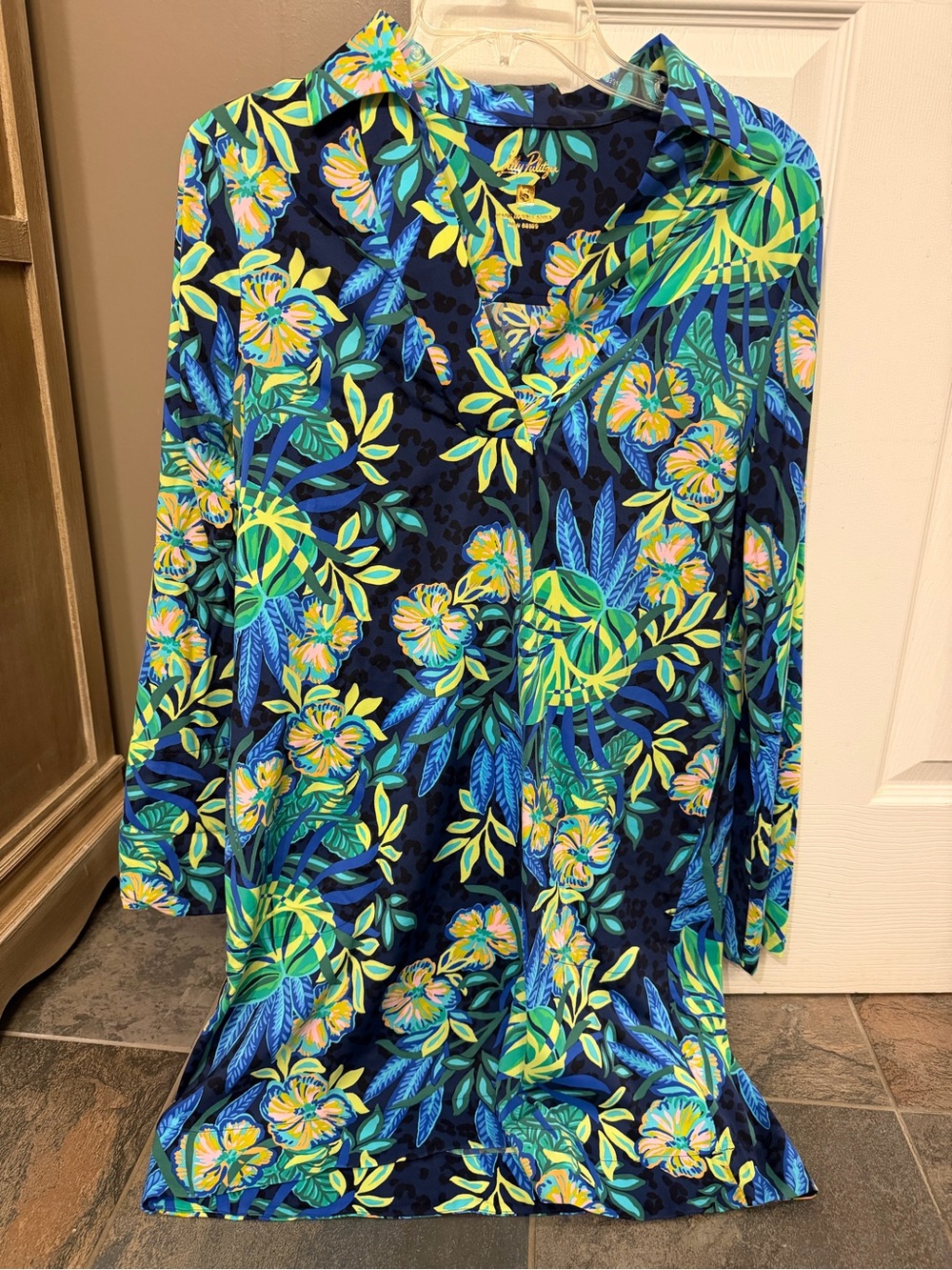 Lilly Pulitzer Navy Tropical Floral Long-Sleeve Dress
